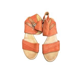 Miz Mooz‎ Orange Buckle Closure Chatham Leather Peep Toe Sandals Size 10 1/2 -11